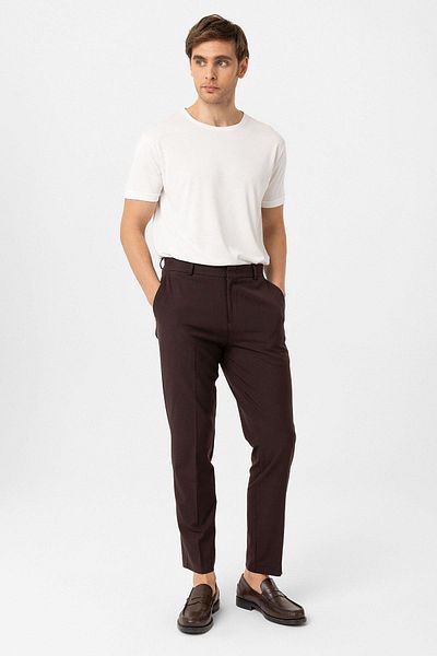 Antioch Brown Slim Fit Comfort Men's Trousers