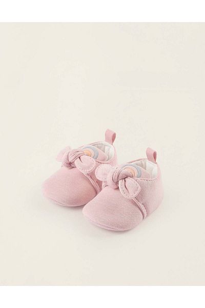 Ziddy Fabric Shoes for Newborn Girls 'Rainbow', Pink