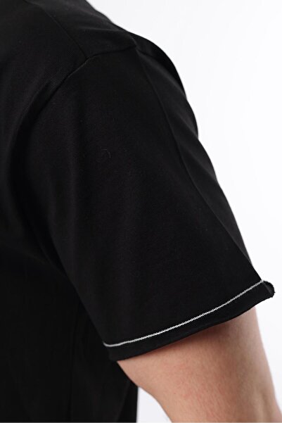 Madmext Black Crew Neck Basic Men's T-Shirt E7105