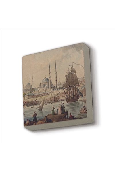 Sadrazam Magnet din piatră naturală imprimat Eminönü New Mosque 5x5 Krt-40