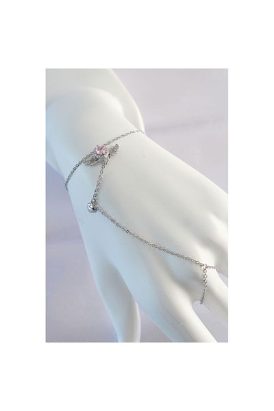 Skygo Pink Zircon Stone Heart Model 316L Steel Silver - TJ-SN584