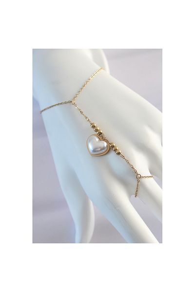Skygo 316L Steel Gold Color White Bubble Heart Design Şahmeran - Tj-Sn576