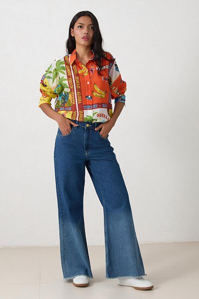 Setre Green Print Detailed Long Sleeve Shirt