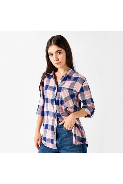 Lee Cooper Relaxed Fit Checked Shirt With Chest Pocket