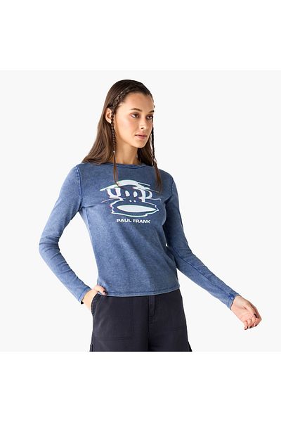 SP Characters Paul Frank Print T-shirt With Round Neck And Long Sleeves