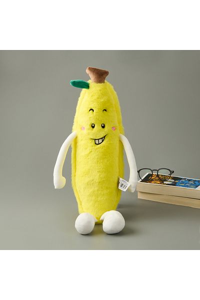 Evidea Soft Banana Figured Pillow - Yellow - 55X15 cm