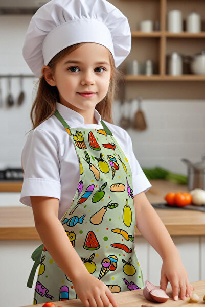 Moud's مريلة مطبخ للأطفال منقوشة الطول 55 سم العرض 40 سم