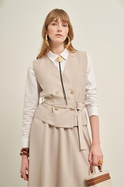 FTZ WOMEN Women's Vest Skirt Suit Stone 31034