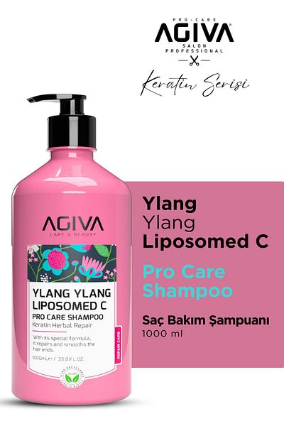 Agiva Ylang Ylang Liposomed C Hair Care Shampoo 1000 ml - Keratin Repair & Smoothing