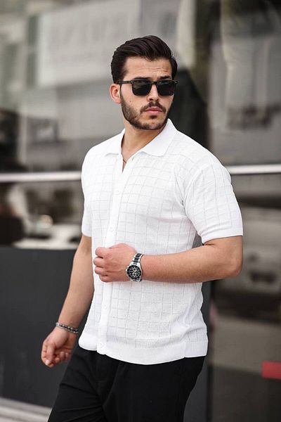 CAN Fit Mold Buttoned Knitwear Knitted Shirt