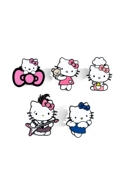 Choice XZ5218 5 قطع بروش حيوان كرتوني لطيف هلو كيتي دبوس مينا حقيبة الظهر ملابس قبعة مجوهرات معدنية B