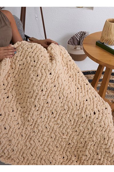 Maison Avf Hand Knitted Tv Blanket Cream 100 X 170 cm