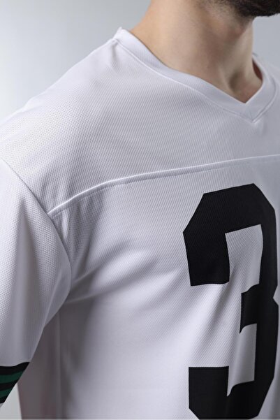 Madmext White Printed Oversize Men's T-Shirt 5838