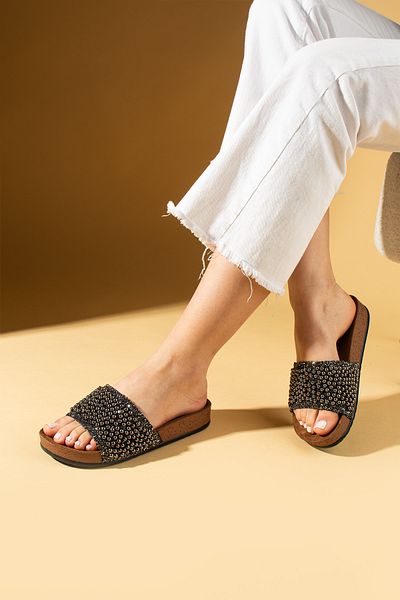 Ege's Shoes شباشب نسائية مريحة ذات نعل مريح من الحجر الرمادي المدخن للنساء