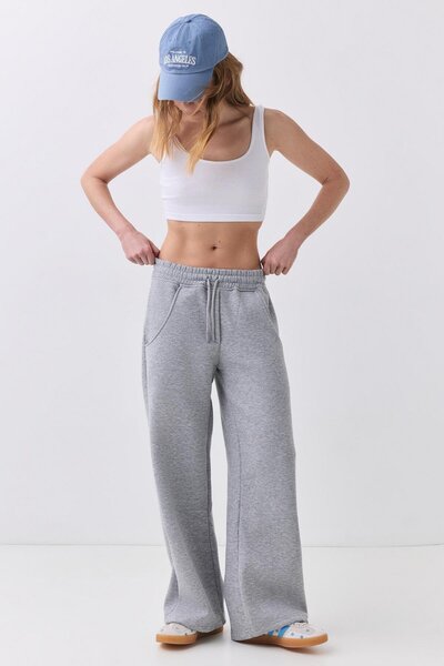 Trendiz Gray Melange Women's Sweatpants - Wide Leg 4031