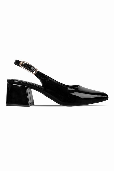 Lal Shoes & Bags Pantofi cu toc detaliați cu cataramă pentru curea de aur pentru femei Loyalty-R. BLACK