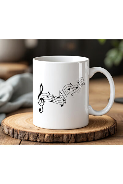 BB TRADE White Ceramic Printed Mug Cup with Music Notes Design 330ml