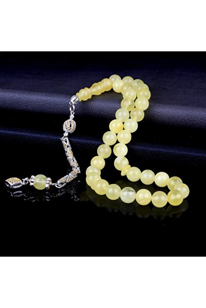 vogutima مسبحة قطرة العنبر مع حجر الزركون وشرابات فضية