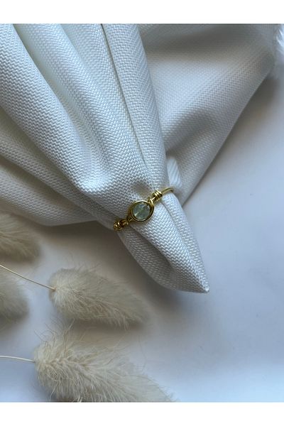 Pel Design Minimal Fluorite Stone Gold Wire Ring Handcrafted