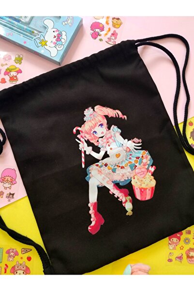 şengül takı evi Kore Blackpink Kuromi Stitch Anime Kız Pamuklu Kumaş Ipli Büz...
