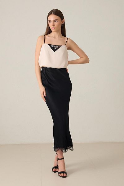 Setre Fusta de lungime midi cu dantela neagra
