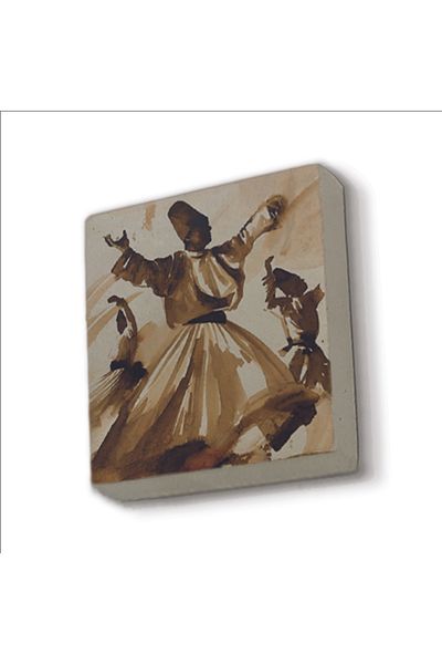 Sadrazam Magnet din piatră naturală imprimat Whirling Dervish 5x5 Krt-76