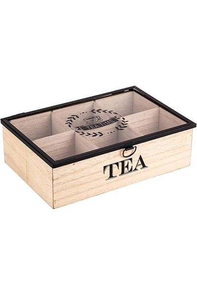 AKDC Wooden Snack Box Comp. 16Cm X 24Cm X 7Cm Cream And Black