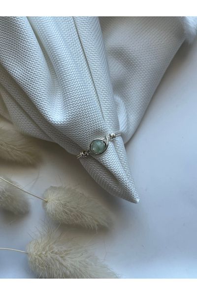 Pel Design Minimal Fluorite Stone Silver Wire Ring Handmade