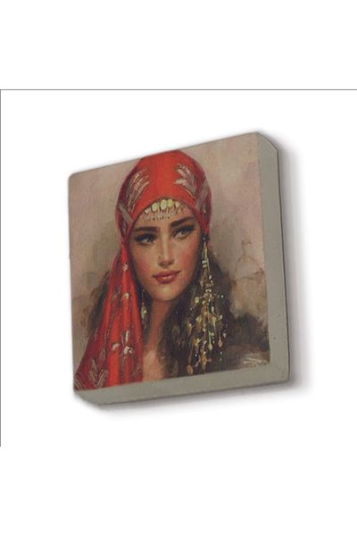 Sadrazam Ilustrație de femeie anatoliană imprimată cu piatră naturală Magnet 5x5 Krt-112