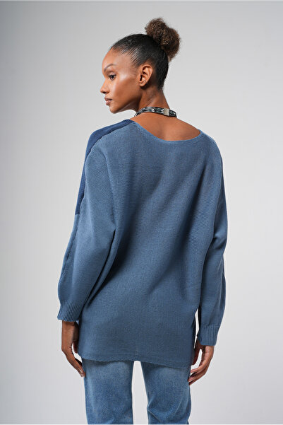 Hopoi Pulover de damă, color contrastant, tricotaj