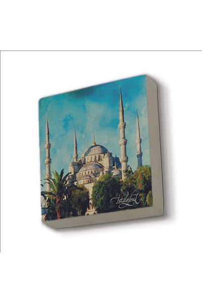 Sadrazam Magnet din piatră naturală imprimat Moscheea Sultanahmet 5x5 Krt-13