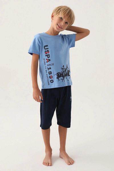 U.S. Polo Assn. U.S. Polo Assn. Boys Blue Capri Set