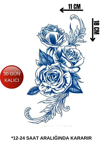 Barly 30 Gün / 1 Ay Kalıcı Çiçek Figürlü Geçici Dövme Tattoo