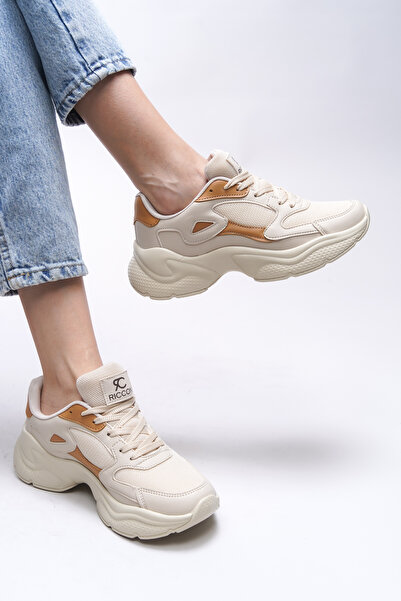 Riccon Kadın Sneaker 0012152 Ekru Taba