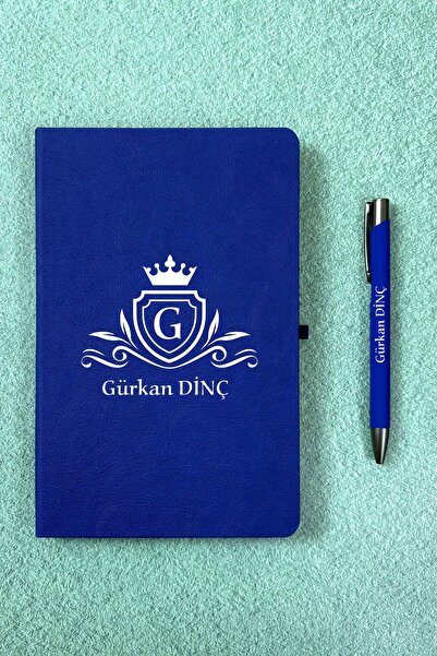 HediyeHanesi Kişiye Özel İsimli Lacivert Ajanda Not Defteri ve Kalem Seti 241...