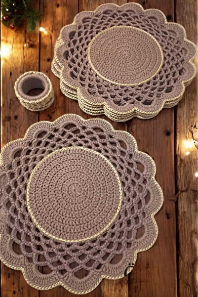 Örgü Sanatı Örgü Cotton Makrome 6 Kişilik Supla Takımı