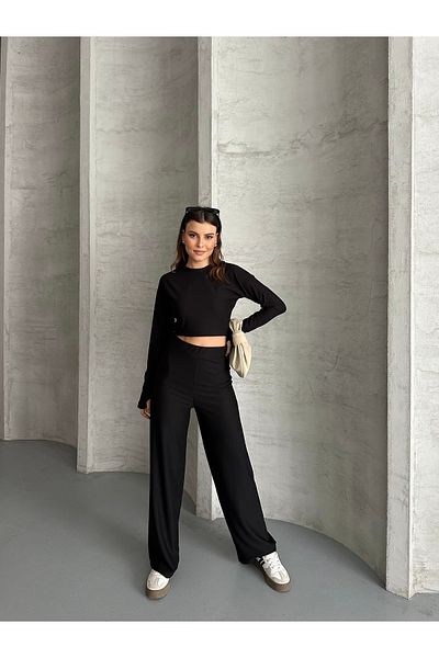 VOLT CLOTHİNG Kadın Parmak Geçmeli Crop Takım