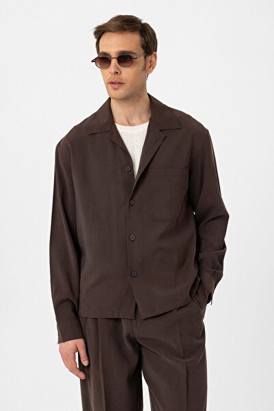 Antioch Brown Relax Fit Modal Fabric Men's Shirt