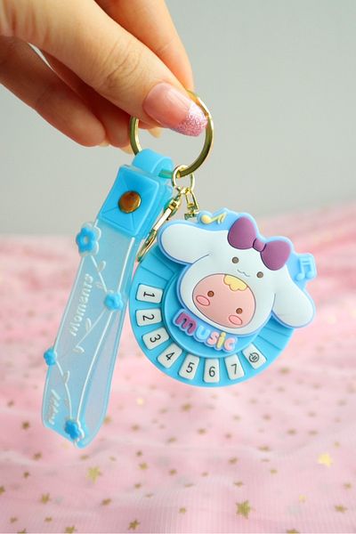 EFBUTİK Blue Cinnamoroll Piano Keychain with Light and Sound