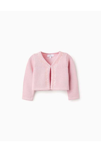 Ziddy Cardigan with Sequins for Baby Girls, Pink