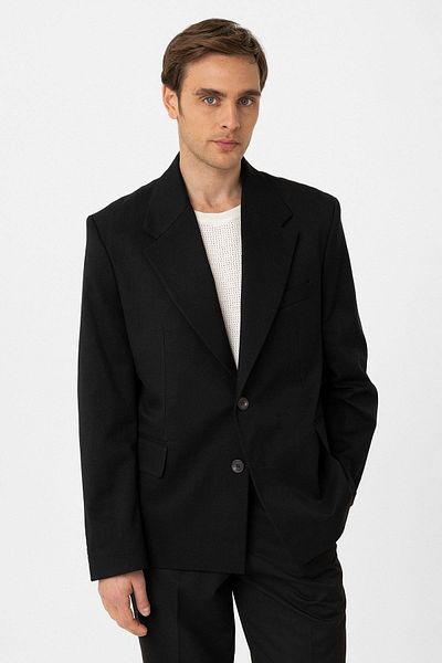 Antioch Black Relax Fit Men's Blazer Jacket