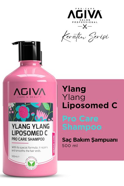 Agiva Ylang Ylang Liposomed C Hair Care Shampoo 500 ml - Keratin Repair & Smoothing