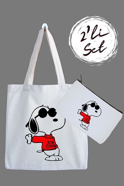 designedfy Snoopy Printed Cloth Bag and Pen Holder 2-Piece Advantage Set