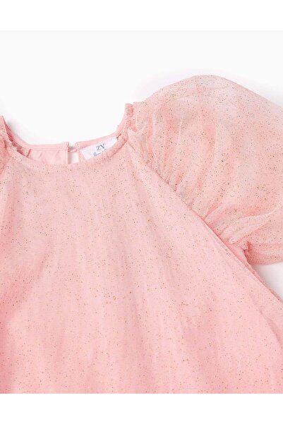 Ziddy Tulle Dress with Glitter for Girls, Pink