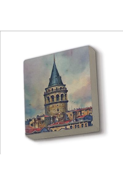 Sadrazam Galata Tower Printed Natural Stone Magnet 5X5 Krt-20