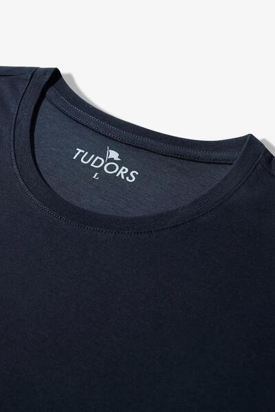 Tudors Μπλουζάκι Unisex 3 Pack Navy Blue-White-Khaki Color Slim Fit Slim Fit 100% βαμβακερό μπλουζάκι με λαιμόκοψη