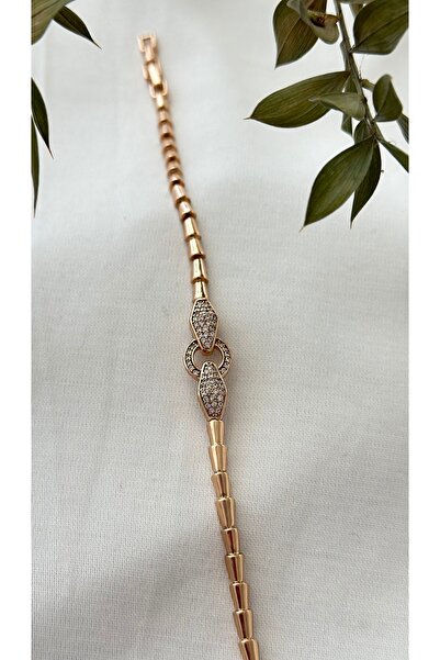mibrillo Çelik Rose Zirkon Taşlı Bileklik