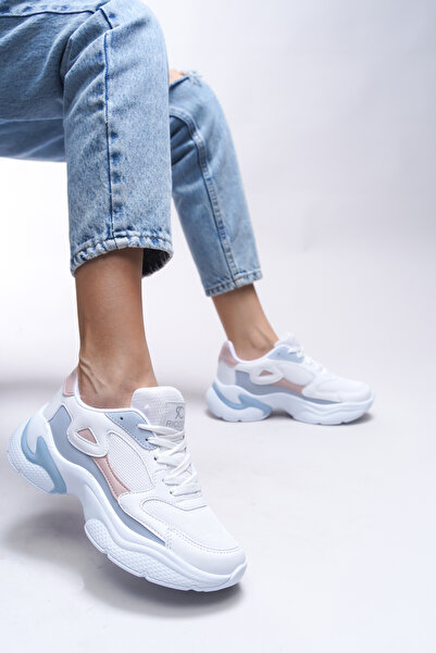 Riccon Damen Sneakers Weiß Puderblau