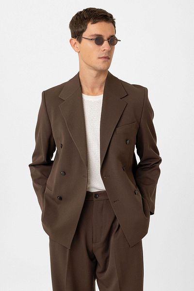 Antioch Brown Relax Fit Double Breasted Men's Blazer Jacket