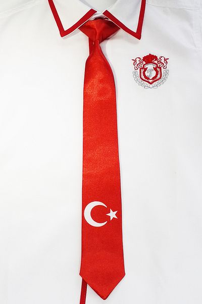 GallanD Classic Turkey Flag Patterned Satin Tied Unisex Special Day Satin Children's Tie Age 5-6